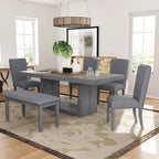 Table à manger contemporaine sur pied extensible de 198 cm
