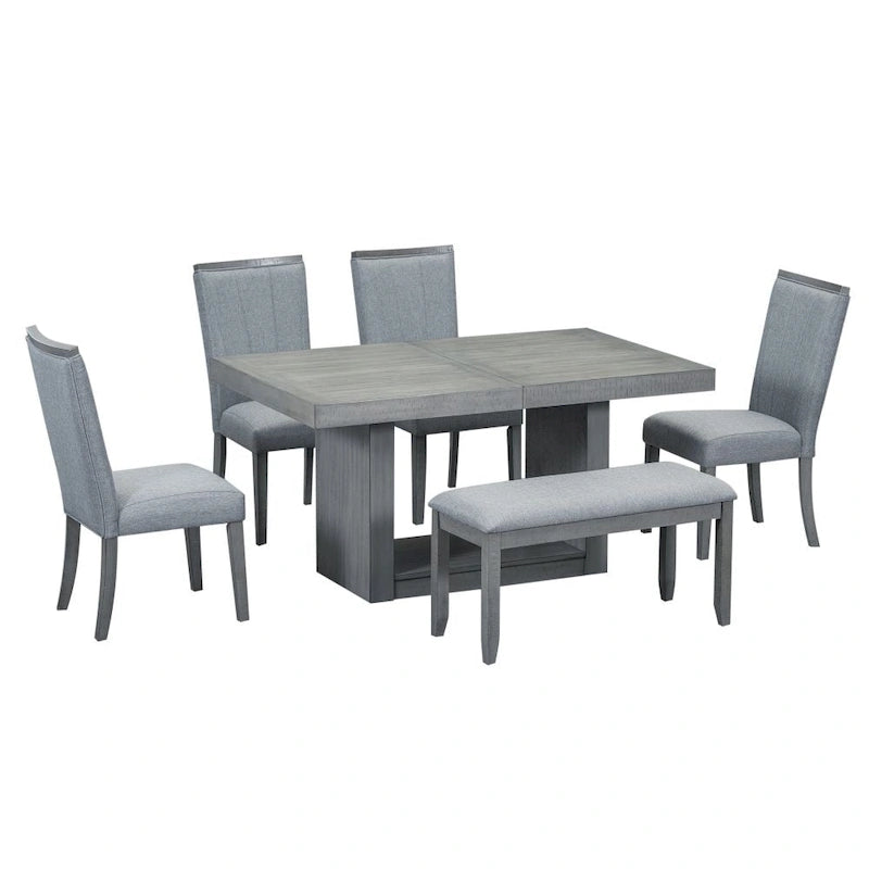 Table à manger contemporaine sur pied extensible de 198 cm