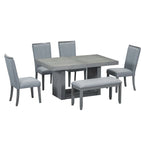 Table à manger contemporaine sur pied extensible de 198 cm