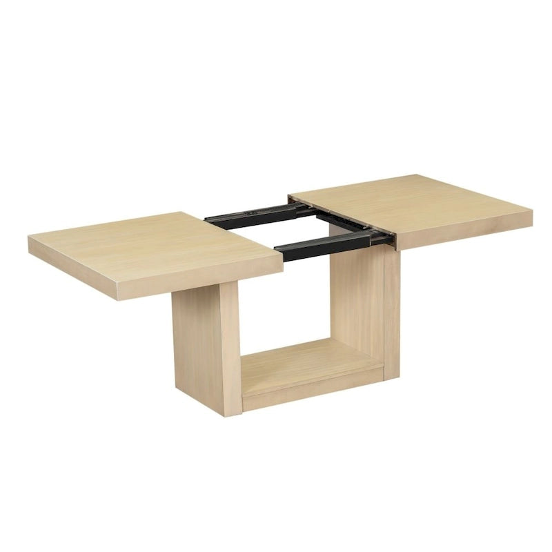 Table à manger contemporaine sur pied extensible de 198 cm