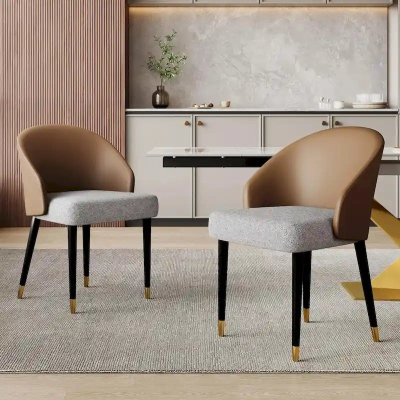 Chaise de salle à manger ou chaise d'appoint moderne avec dossier rembourré en similicuir et tissu