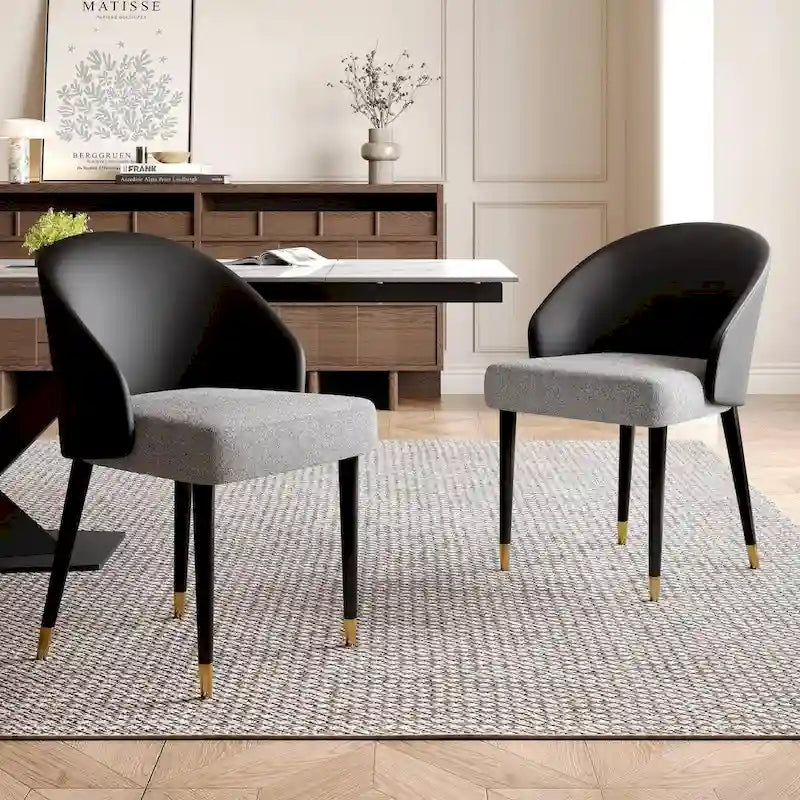 Chaise de salle à manger ou chaise d'appoint moderne avec dossier rembourré en similicuir et tissu