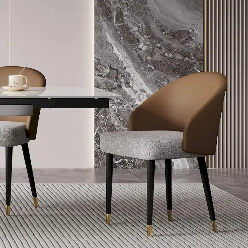 Chaise de salle à manger ou chaise d'appoint moderne avec dossier rembourré en similicuir et tissu