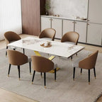 Chaise de salle à manger ou chaise d'appoint moderne avec dossier rembourré en similicuir et tissu