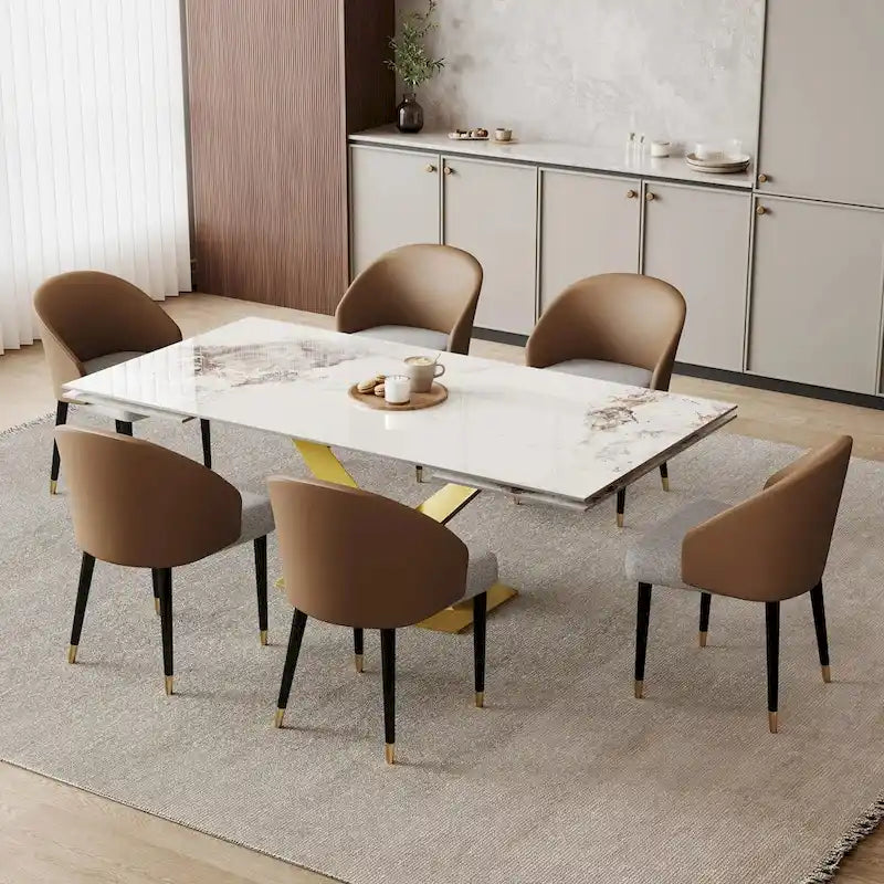 Chaise de salle à manger ou chaise d'appoint moderne avec dossier rembourré en similicuir et tissu