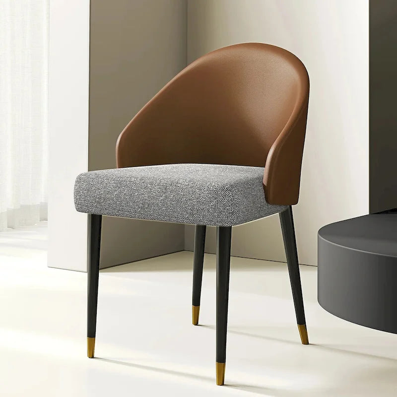 Chaise de salle à manger ou chaise d'appoint moderne avec dossier rembourré en similicuir et tissu