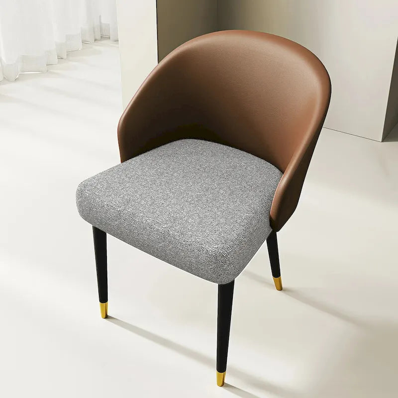 Chaise de salle à manger ou chaise d'appoint moderne avec dossier rembourré en similicuir et tissu