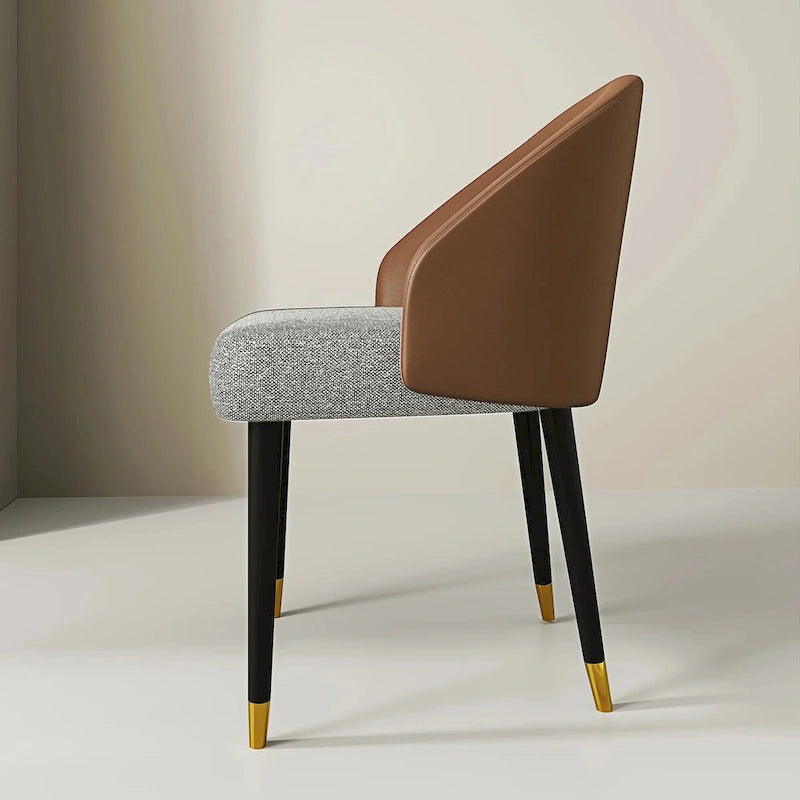 Chaise de salle à manger ou chaise d'appoint moderne avec dossier rembourré en similicuir et tissu