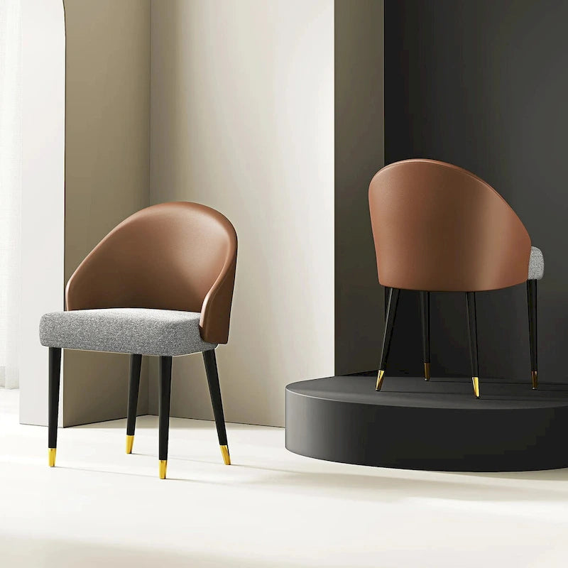 Chaise de salle à manger ou chaise d'appoint moderne avec dossier rembourré en similicuir et tissu