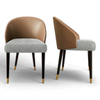 Chaise de salle à manger ou chaise d'appoint moderne avec dossier rembourré en similicuir et tissu