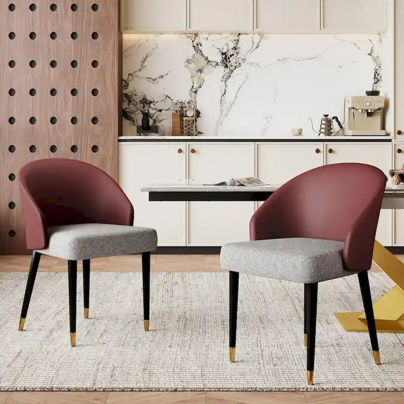 Chaise de salle à manger ou chaise d'appoint moderne avec dossier rembourré en similicuir et tissu