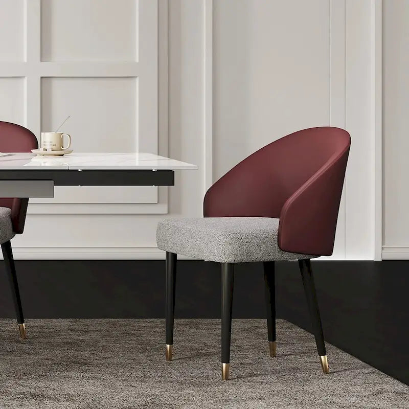 Chaise de salle à manger ou chaise d'appoint moderne avec dossier rembourré en similicuir et tissu