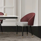 Chaise de salle à manger ou chaise d'appoint moderne avec dossier rembourré en similicuir et tissu