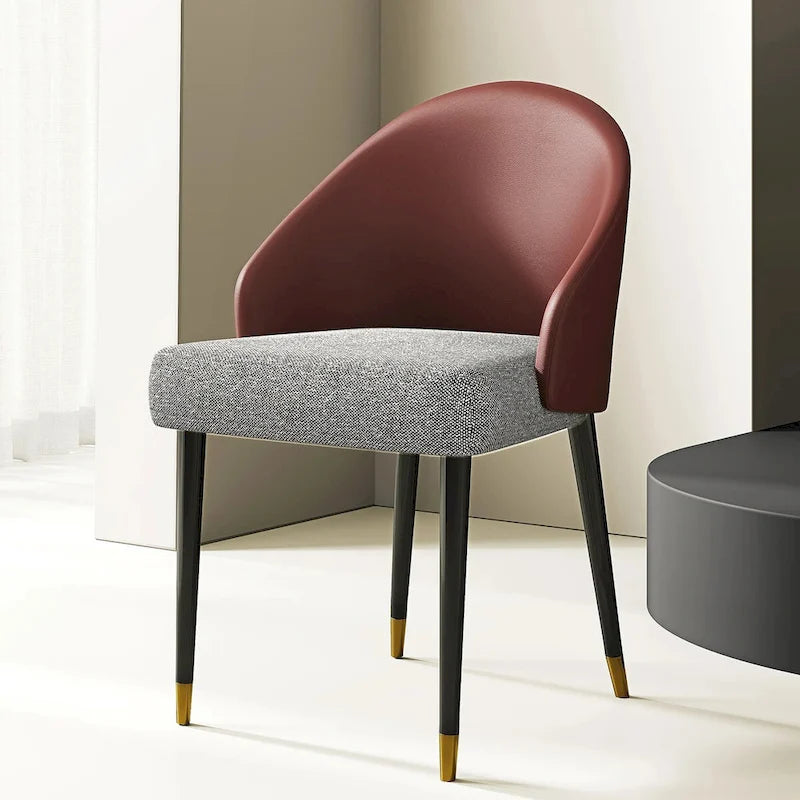 Chaise de salle à manger ou chaise d'appoint moderne avec dossier rembourré en similicuir et tissu