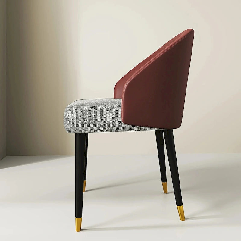 Chaise de salle à manger ou chaise d'appoint moderne avec dossier rembourré en similicuir et tissu