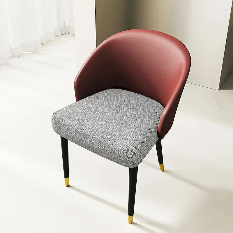 Chaise de salle à manger ou chaise d'appoint moderne avec dossier rembourré en similicuir et tissu