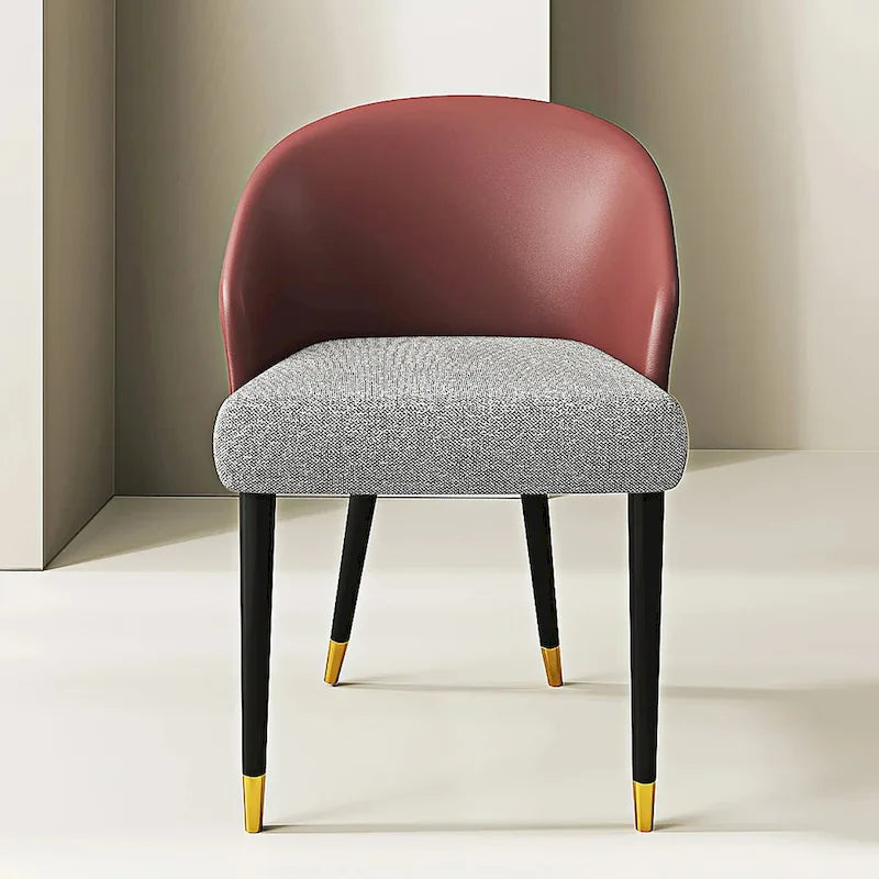 Chaise de salle à manger ou chaise d'appoint moderne avec dossier rembourré en similicuir et tissu