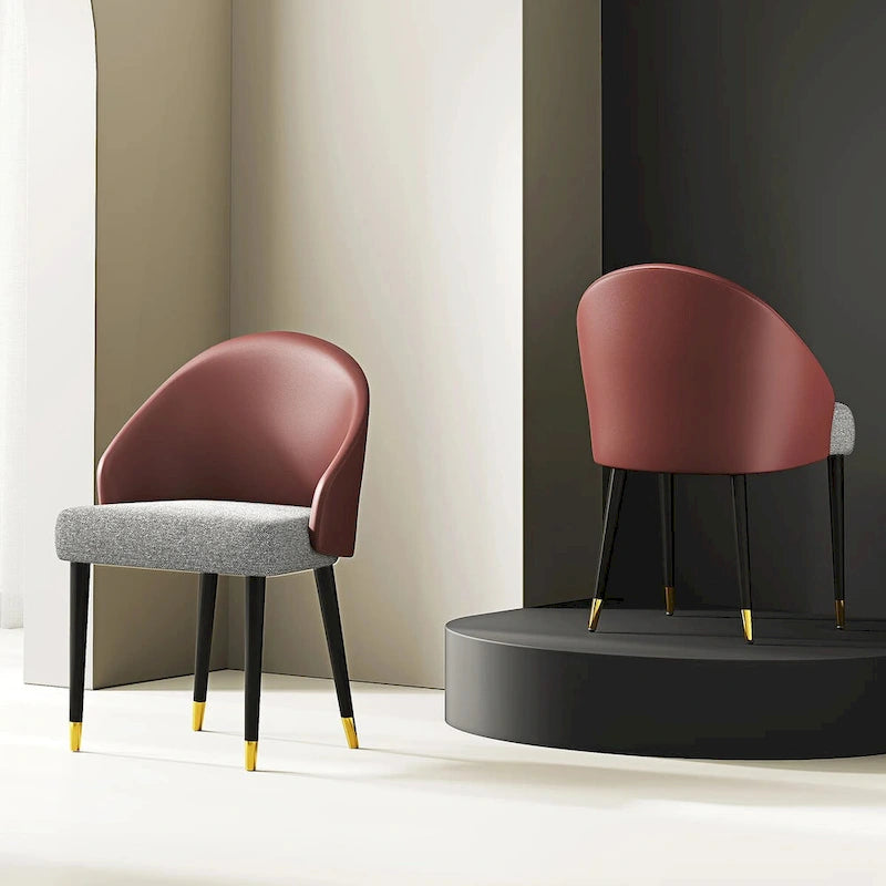 Chaise de salle à manger ou chaise d'appoint moderne avec dossier rembourré en similicuir et tissu