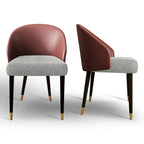 Chaise de salle à manger ou chaise d'appoint moderne avec dossier rembourré en similicuir et tissu