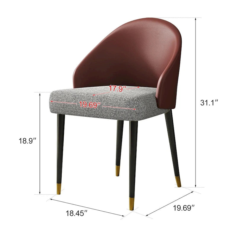 Chaise de salle à manger ou chaise d'appoint moderne avec dossier rembourré en similicuir et tissu