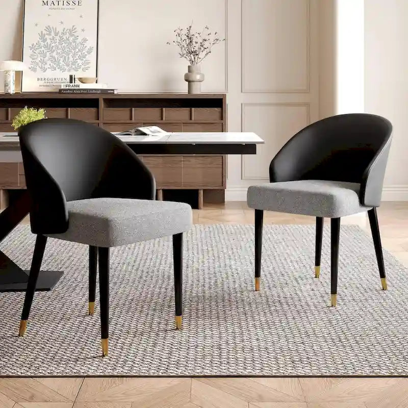 Chaise de salle à manger ou chaise d'appoint moderne avec dossier rembourré en similicuir et tissu