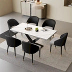 Chaise de salle à manger ou chaise d'appoint moderne avec dossier rembourré en similicuir et tissu