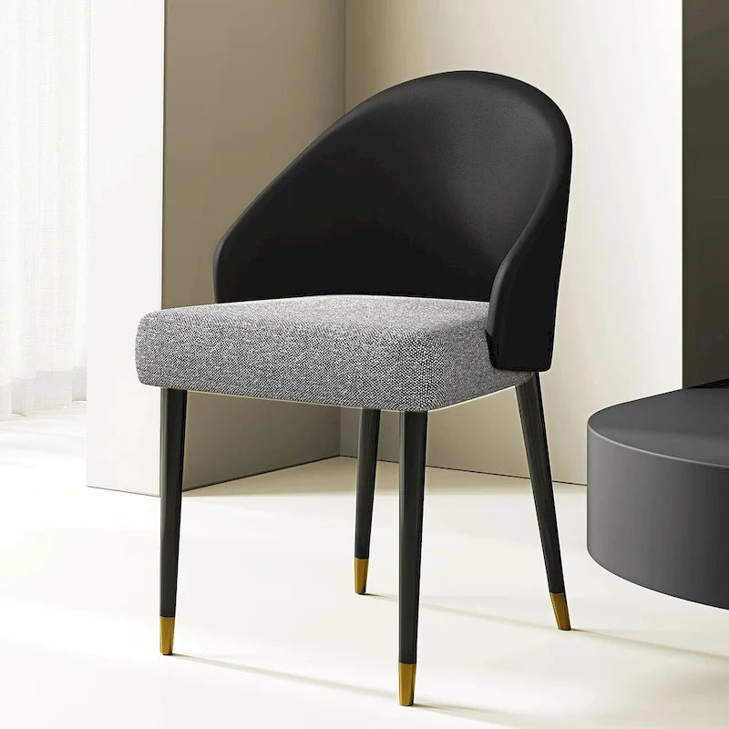 Chaise de salle à manger ou chaise d'appoint moderne avec dossier rembourré en similicuir et tissu
