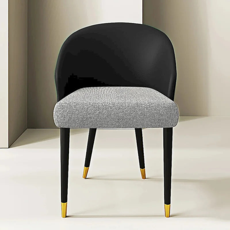 Chaise de salle à manger ou chaise d'appoint moderne avec dossier rembourré en similicuir et tissu