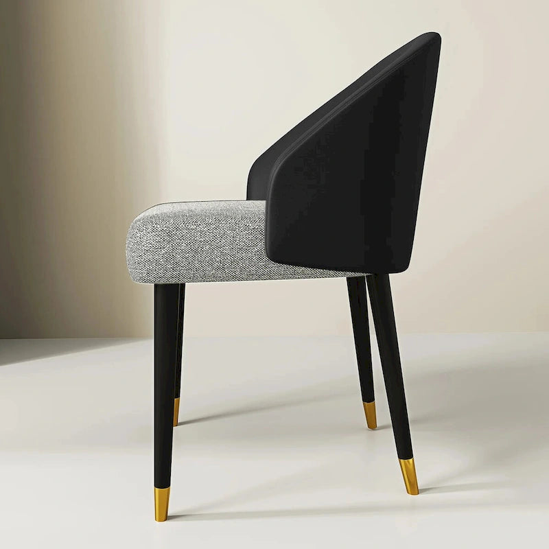 Chaise de salle à manger ou chaise d'appoint moderne avec dossier rembourré en similicuir et tissu