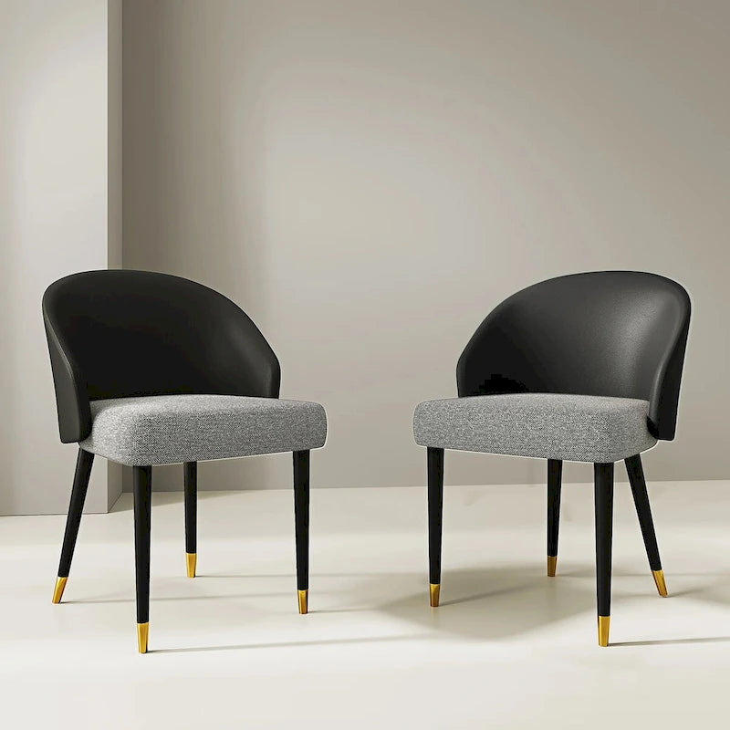 Chaise de salle à manger ou chaise d'appoint moderne avec dossier rembourré en similicuir et tissu