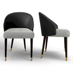 Chaise de salle à manger ou chaise d'appoint moderne avec dossier rembourré en similicuir et tissu