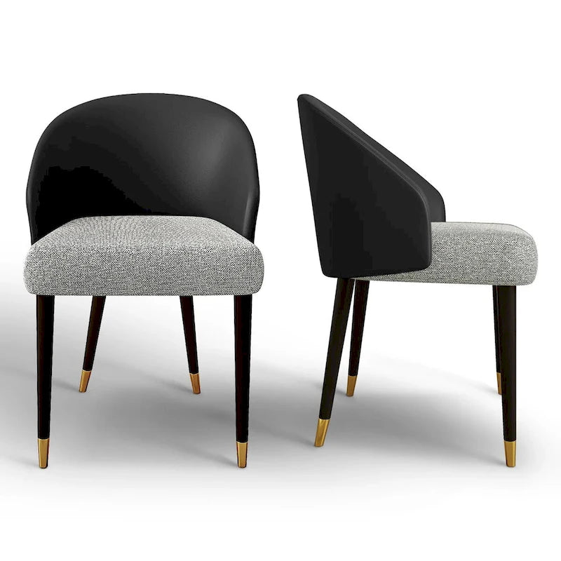 Chaise de salle à manger ou chaise d'appoint moderne avec dossier rembourré en similicuir et tissu