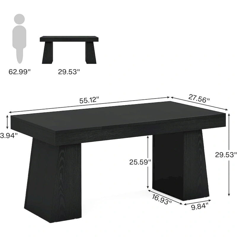 Bureau de direction 55 pouces pour bureau à domicile, bureau d'ordinateur en bois, poste de travail professionnel